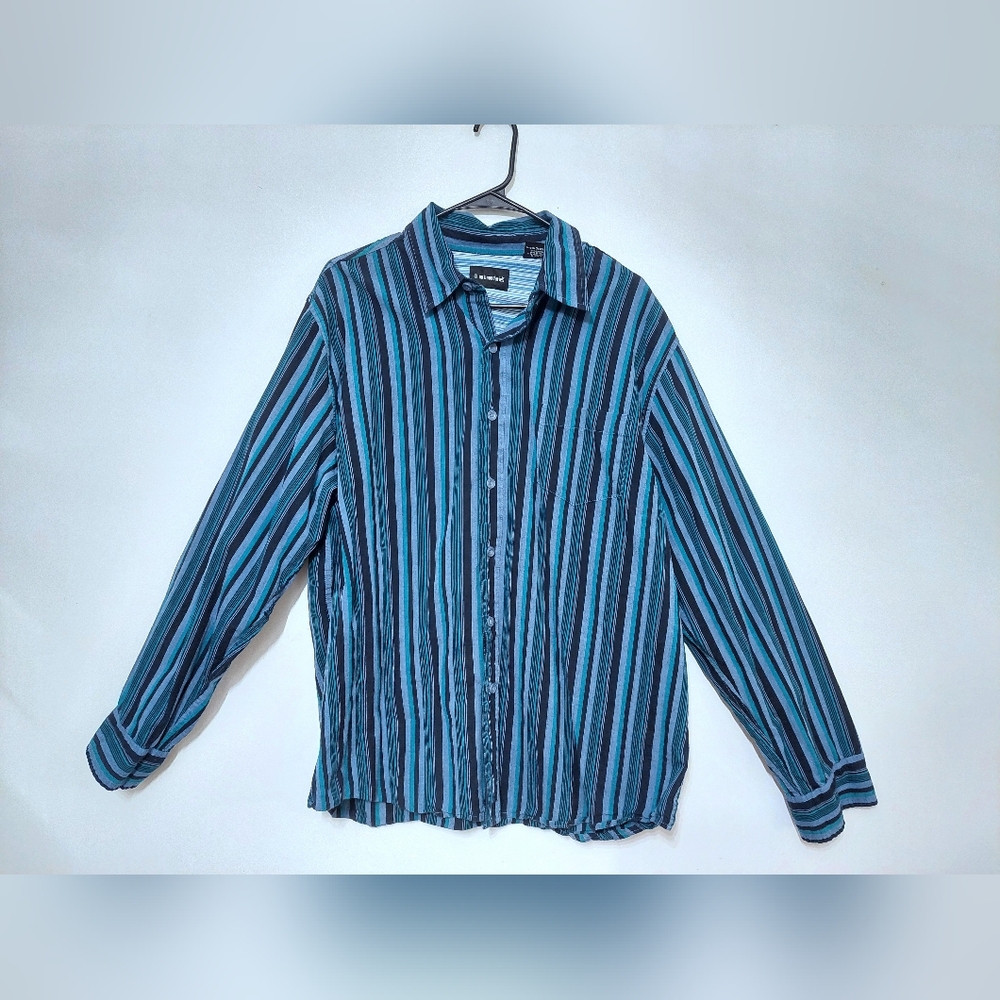 VTG No Boundaries Men's Striped Button-Down Shirt Fall Winter College